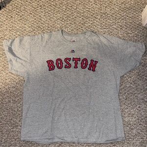 Majestic brand Boston Red Sox  Dustin pedroia #15 grey t shirt.